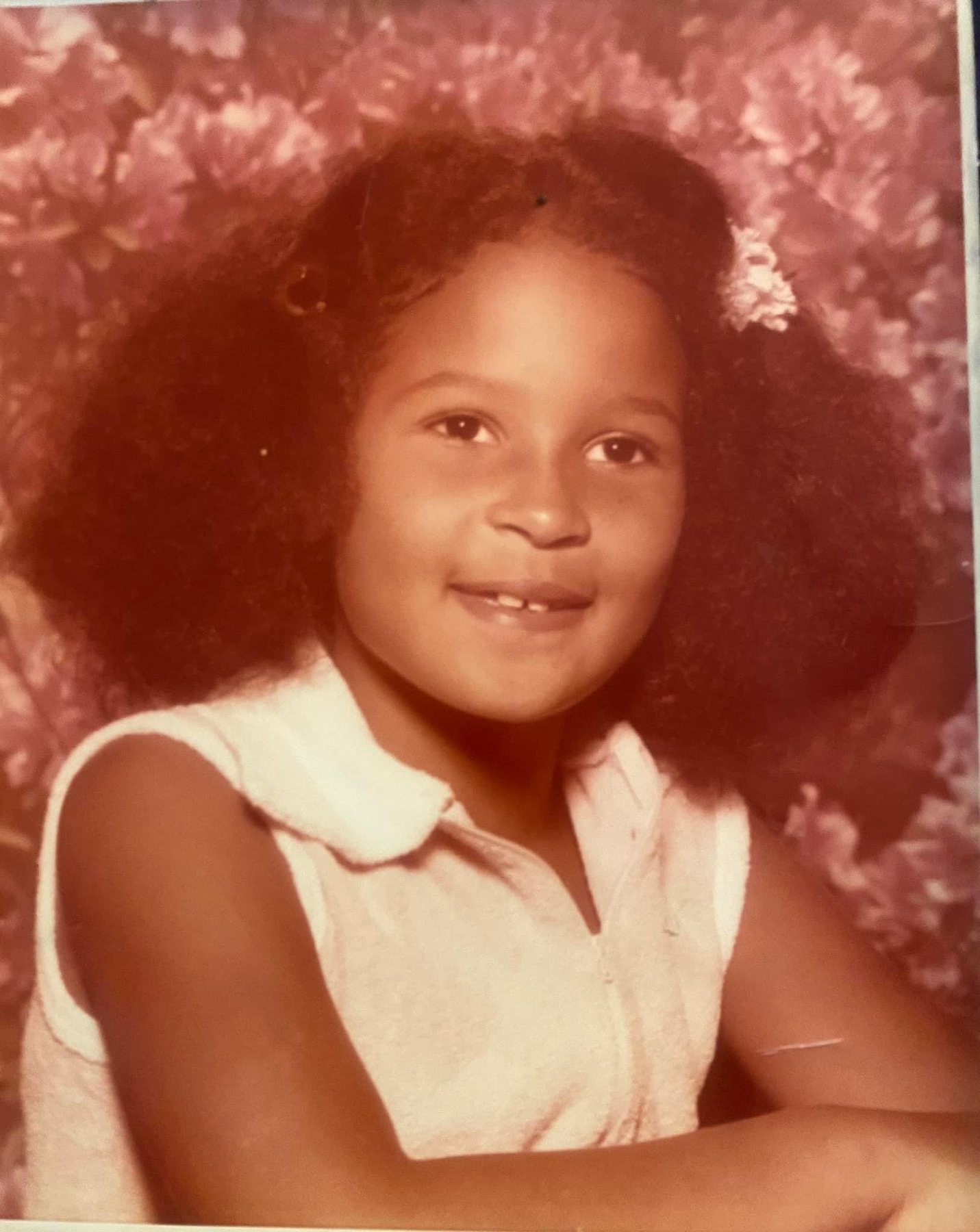 Childhood photograph of Maya Francine Thomas